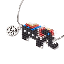 Браслеты из стеклянного бисера со слоном&nbsp;BJEW-MZ00067-01