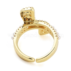 Стойка с покрытием из латуни микро-паве с кубическим цирконием и открытыми манжетами с бантом для женщин&nbsp;RJEW-C080-04G