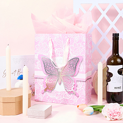 1 шт. подарочные пакеты из бумаги с принтом бабочек и ручками из ленты&nbsp;ABAG-SP0001-10C