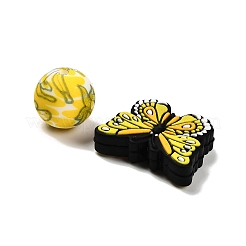 25 шт. бабочка и круглые силиконовые бусины-фокусы&nbsp;SIL-L005-02E