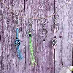 4шт 4 цвета макраме бахрома плетеный брелок&nbsp;AJEW-SW00014-02