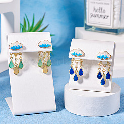 2 пара двухцветных сережек-гвоздиков из сплава с эмалью в форме капли для женщин&nbsp;EJEW-TA0001-49A