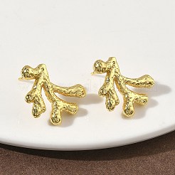 Серьги-гвоздики из коралловой латуни&nbsp;EJEW-G452-09G