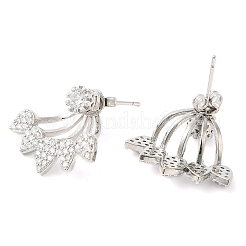 Серьги-гвоздики в форме капли с кубическим цирконием спереди и сзади&nbsp;EJEW-Q770-04P