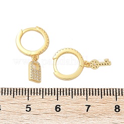 Серьги-кольца lock & key 925 из стерлингового серебра с микропаве из прозрачных кубических цирконий для женщин&nbsp;EJEW-G427-01G-03