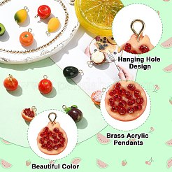 12 шт. 12 стиля подвески из латуни и акрила&nbsp;OACR-CJ0002-68