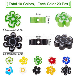 200 шт. 10-х видов стеклянных бусин миллефиори ручной работы&nbsp;LAMP-SC0001-15