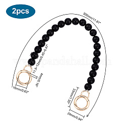 Черная пластиковая имитация жемчуга круглые ручки сумки из бисера&nbsp;FIND-WH0127-22B