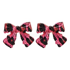 Серьги-гвоздики из сплава с бантом и леопардовым принтом&nbsp;EJEW-Z112-03G