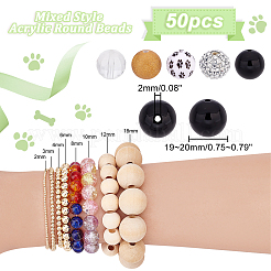 1 набор акриловых круглых бусин смешанного стиля&nbsp;SACR-PH0001-52D