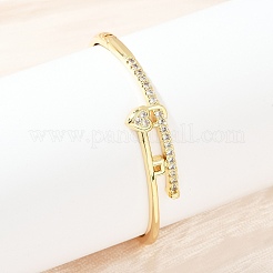 Браслеты из латуни с прозрачным кубическим цирконием в микропаве&nbsp;BJEW-F504-02G