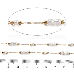 Цепочки из искусственного жемчуга ABS и бусин из нержавеющей стали 304&nbsp;CHS-K021-07G-03