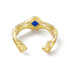 Открытое кольцо-манжета с кубическим цирконием и ромбами&nbsp;RJEW-P079-08G-02