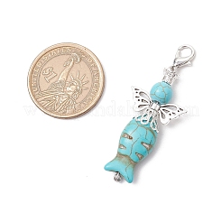 Синтетические бирюзовые бусины с бусинами из сплава в тибетском стиле&nbsp;HJEW-JM03199