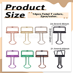 14 шт. 7-х цветные зажимы для бумаг из марганцевой латуни&nbsp;AJEW-LP0007-99