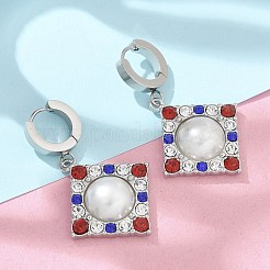 Серьги-кольца в форме ромба из нержавеющей стали 304&nbsp;EJEW-A119-11P