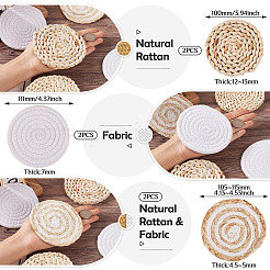 6 шт. 3 стиля подставки под горячее ручной работы с плетеными салфетками из кукурузной соломы&nbsp;AJEW-MB0001-04