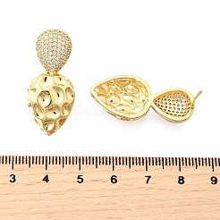 Серьги-гвоздики в форме капли с прозрачным кубическим цирконием из латуни&nbsp;EJEW-C147-05G