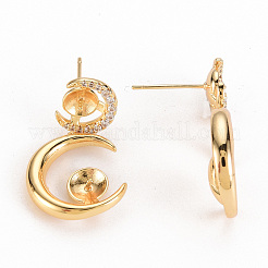 Серьги из латуни с микропейвом и прозрачным фианитом&nbsp;KK-S356-253-NF