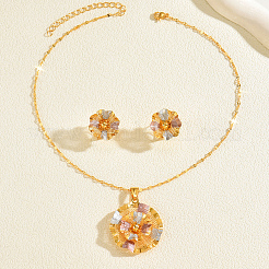 Комплекты из винтажных латунных серег-гвоздиков и ожерелий с подвесками в виде цветов для женщин&nbsp;GX0919