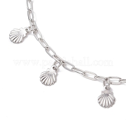 Браслеты-скрепки в форме ракушки из нержавеющей стали 304 с цепочкой&nbsp;AJEW-AN00752