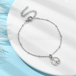 Браслет с подвеской в виде знака мира из сплава&nbsp;BJEW-JB09785