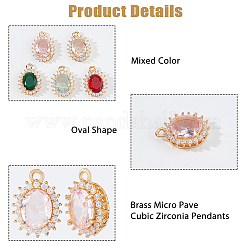 10 шт. 5 цвета латунные подвески с микропаве и кубическим цирконием&nbsp;KK-HS0015-57