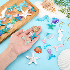 Наборы для самостоятельного изготовления подвесок из смолы в форме хвоста русалки&nbsp;DIY-PH0031-09