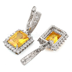 Прямоугольные серьги-кольца с паве из кубического циркония из латуни для женщин&nbsp;EJEW-I304-29P