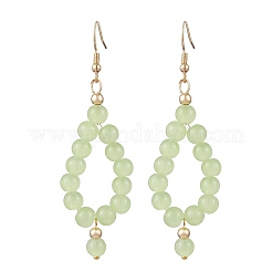 3 пара двухцветных серег-капель из искусственного нефрита с бусинами из стекла&nbsp;EJEW-JE06517