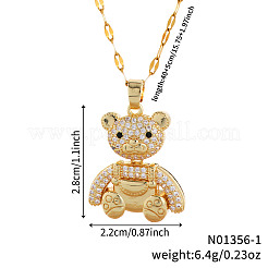 Элегантные ожерелья с подвеской в виде мини-медведя из прозрачного кубического циркония WF3918