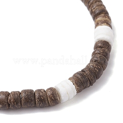 Браслеты из натуральных плоских круглых бусин из кокоса и белой скорлупы для женщин&nbsp;BJEW-JB12460-02