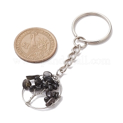 Брелки из натурального лунного камня и натурального обсидиана&nbsp;KEYC-JKC00754-01