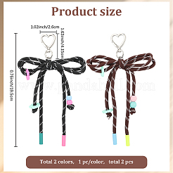 2 шт. 2-х цветные акриловые и полиэстеровые подвесные украшения в виде бантов&nbsp;HJEW-GF0001-61