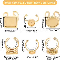 12 шт. 6 стиля манжетных подушечек из нержавеющей стали 304 с кольцами&nbsp;STAS-UN0023-33