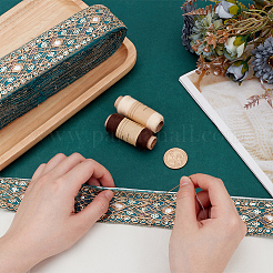 Полиэстеровая кружевная лента с ромбическим узором и пайетками&nbsp;OCOR-WH0078-391B