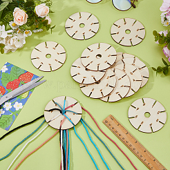 Плоская круглая деревянная ткань&nbsp;AJEW-WH0695-059