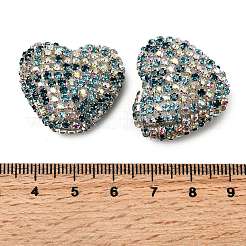 Сверкающие акриловые бусины в форме сердца с украшением из страз&nbsp;OACR-NH0001-02B-03