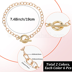 12шт 2 цвета сплава кабельные цепные браслеты для женщин и мужчин&nbsp;BJEW-SC0001-60