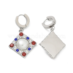 Серьги-кольца в форме ромба из нержавеющей стали 304&nbsp;EJEW-A119-11P