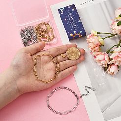 12 шт. 2 цвета 304 нержавеющая сталь скрепки цепи браслеты для мужчин и женщин&nbsp;BJEW-SC0001-62