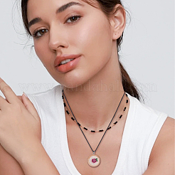 24 шт. 3-х цветные деревянные подвески-ожерелья&nbsp;NJEW-DR00010