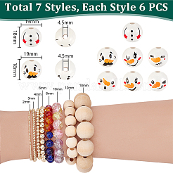 Рождественские печатные деревянные европейские бусы&nbsp;WOOD-PH0003-23