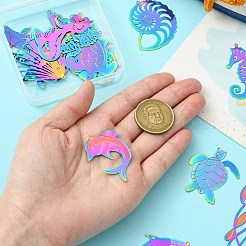 16 шт. 16 стиля ионное покрытие (IP) нержавеющая сталь 304 травленые металлические украшения подвески&nbsp;STAS-CJ0002-56