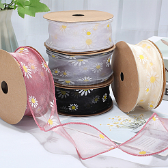 Полиэстеровая лента с узором «ромашка»&nbsp;OCOR-WH20003-36A