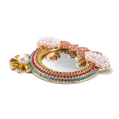 Зеркало для макияжа с радужным жемчугом и стразами&nbsp;LS-PALLOY-K008-05KCG-1