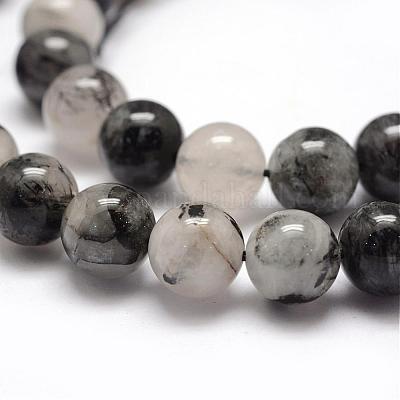 Натуральный черный шарик нити Rutilated кварц G-P217-32-10mm-1