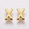 Brass Charms, Real 18K Gold Plated, Letter.X, 6x4x2mm, Hole: 1mm