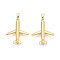 Brass Pendants, Plane Charms, Real 18K Gold Plated, 24x19x4mm, Hole: 4.5x2mm