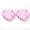 Food Grade Eco-Friendly Silicone Focal Beads, Leaf, Pearl Pink, 35x35.5x8mm, Hole: 2.5mm